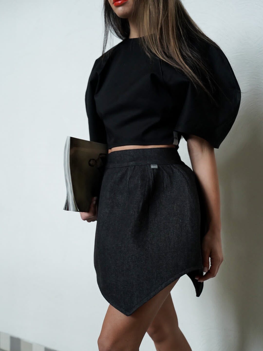 Sculptural cotton satin top