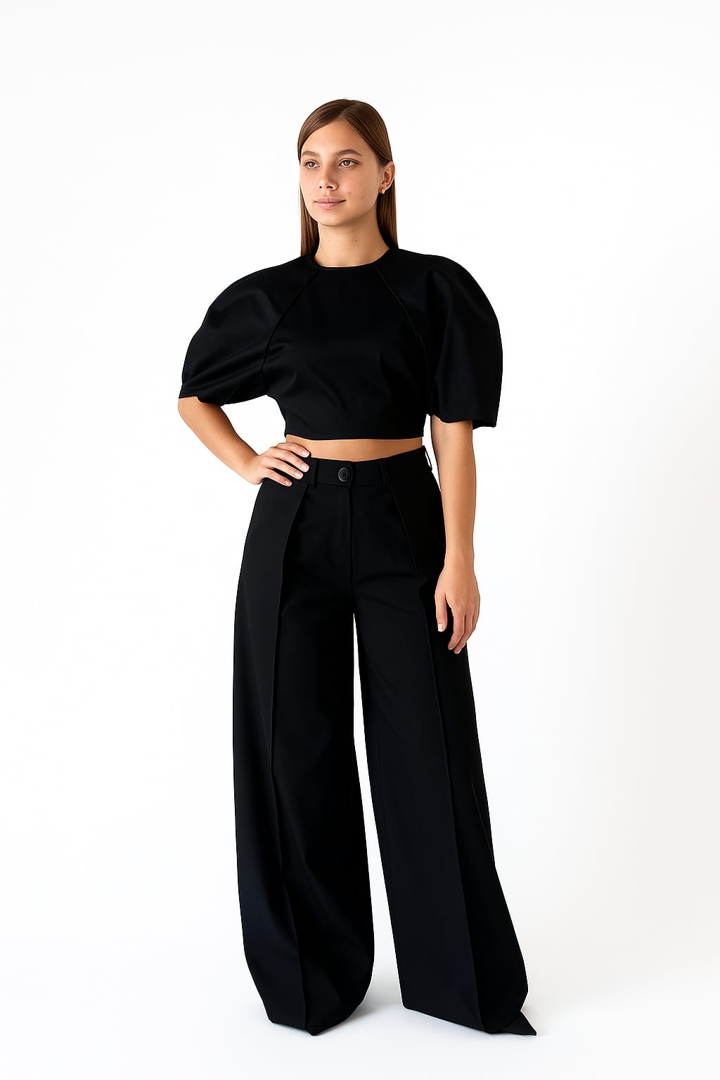 Black Wool Palazzo trousers