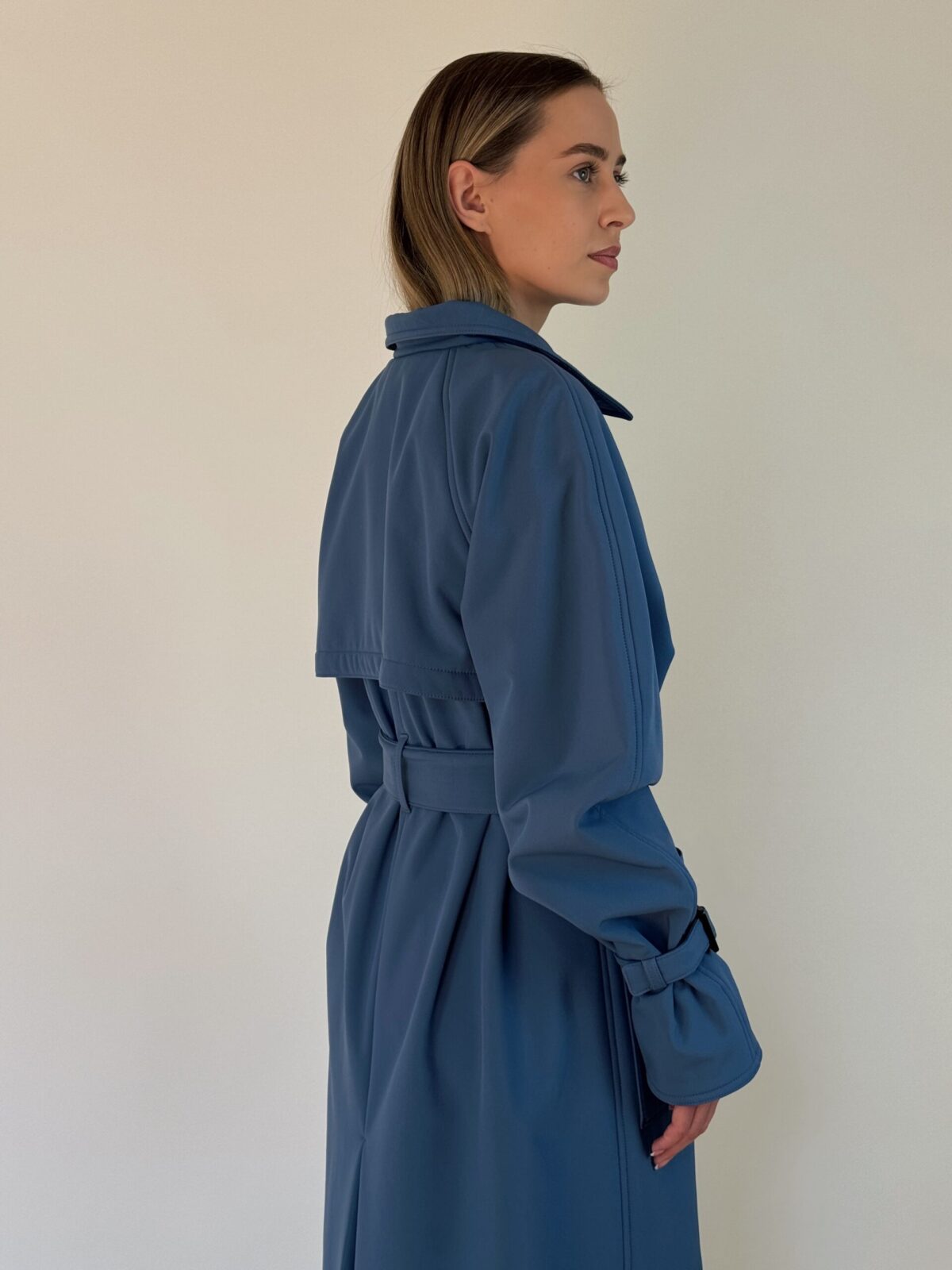 Indigo Softshell trench coat