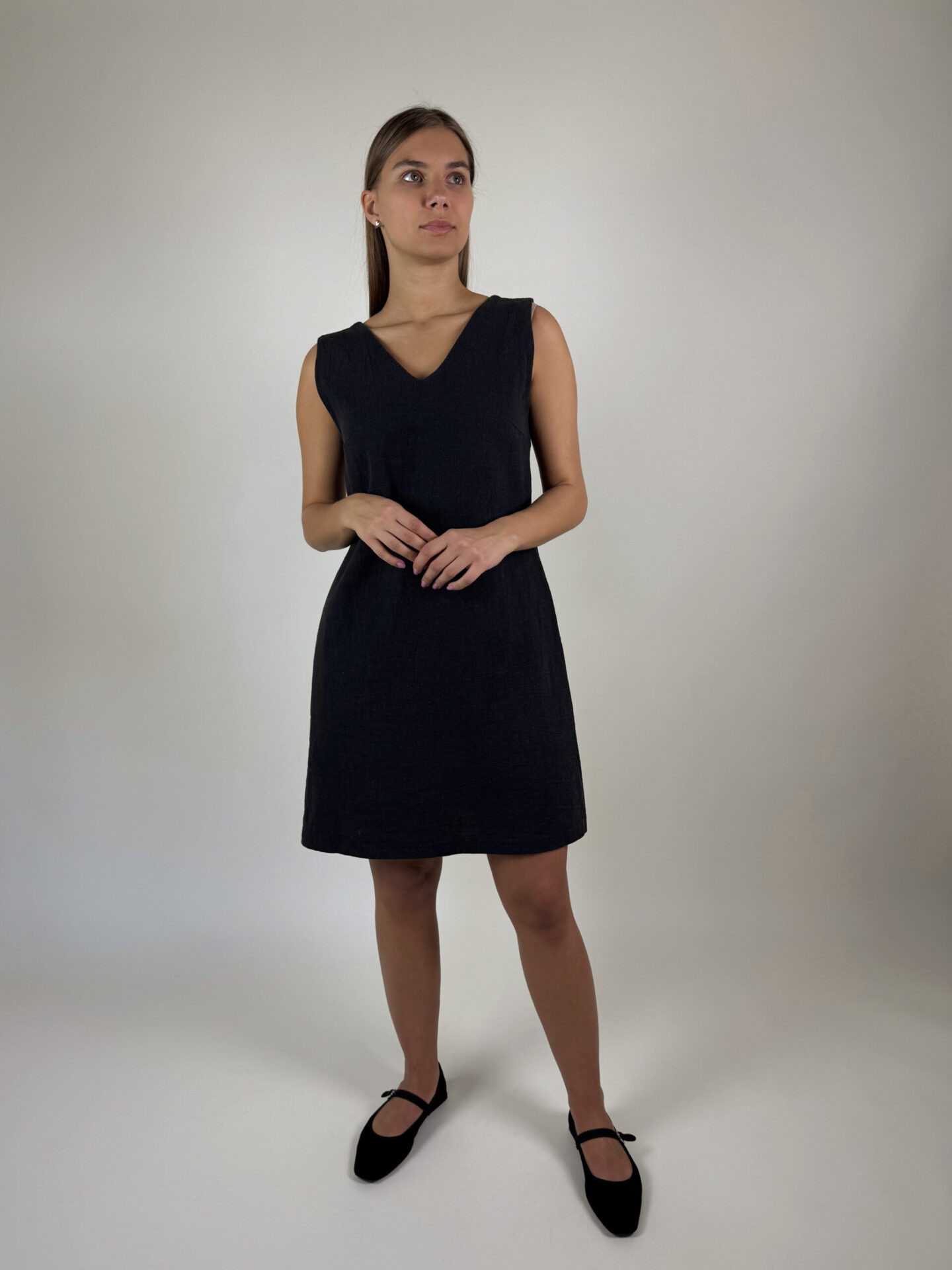 Black Ramie linen dress