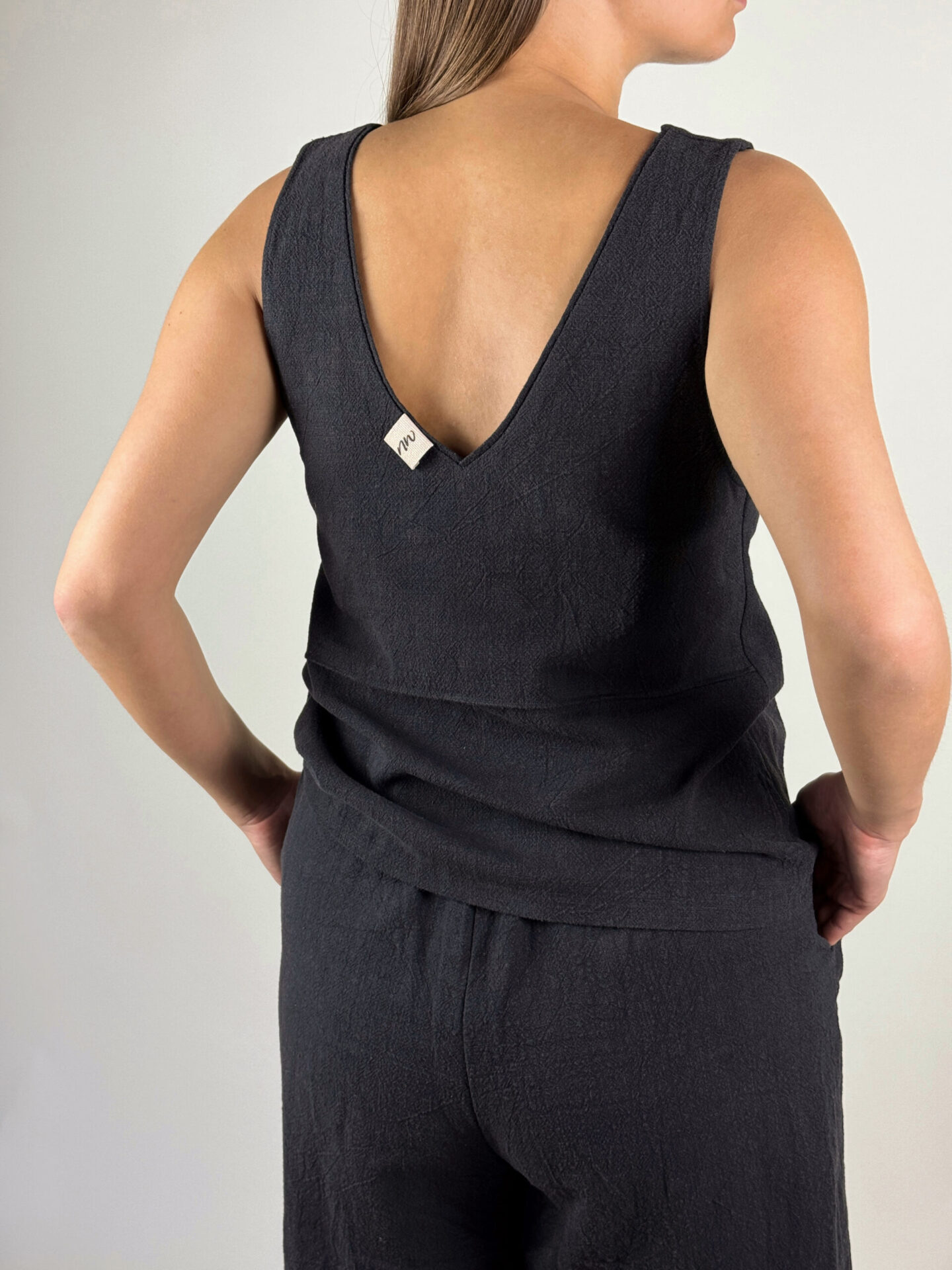 Black Ramie linen top