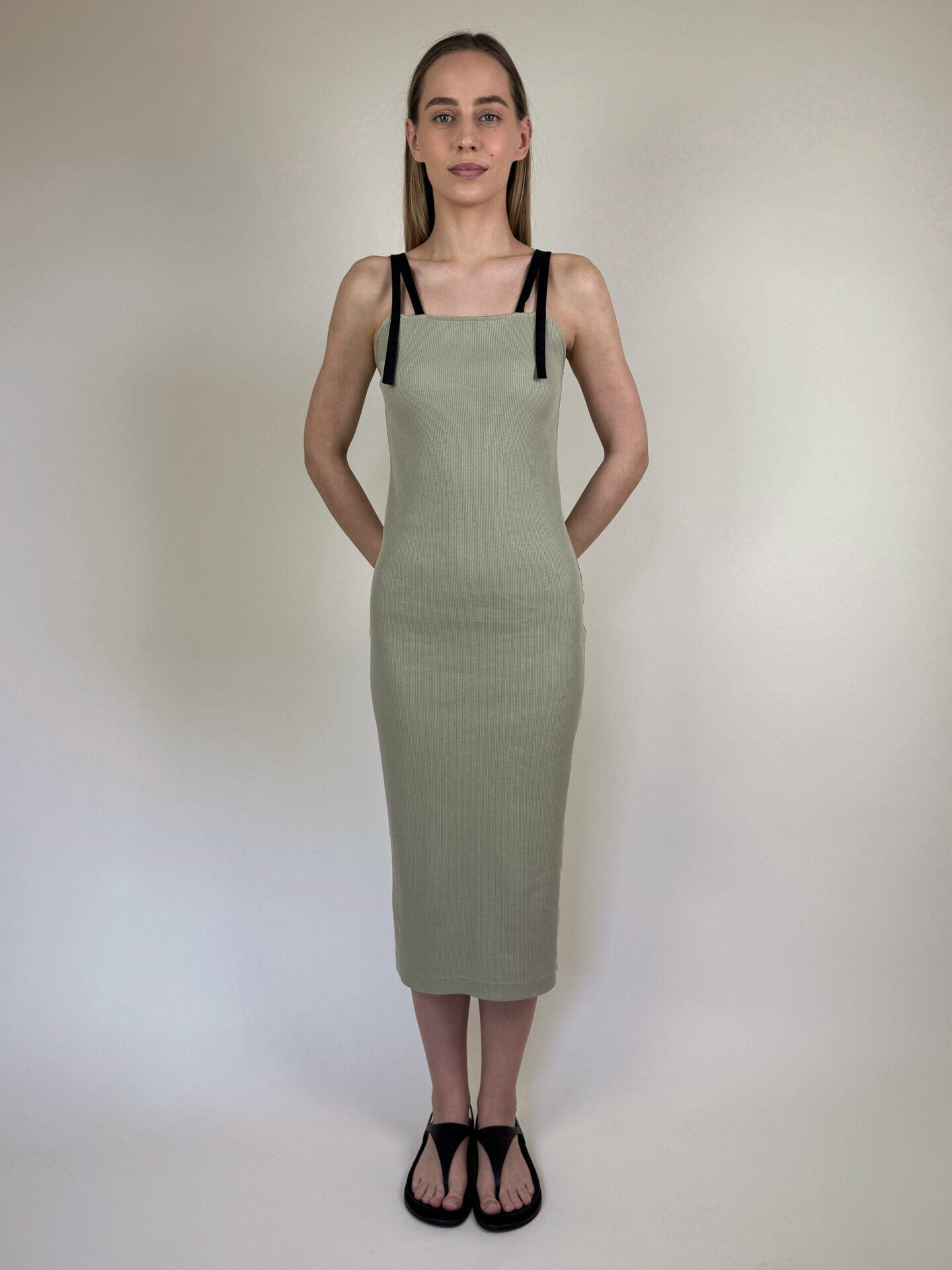 Olive green knitted dress