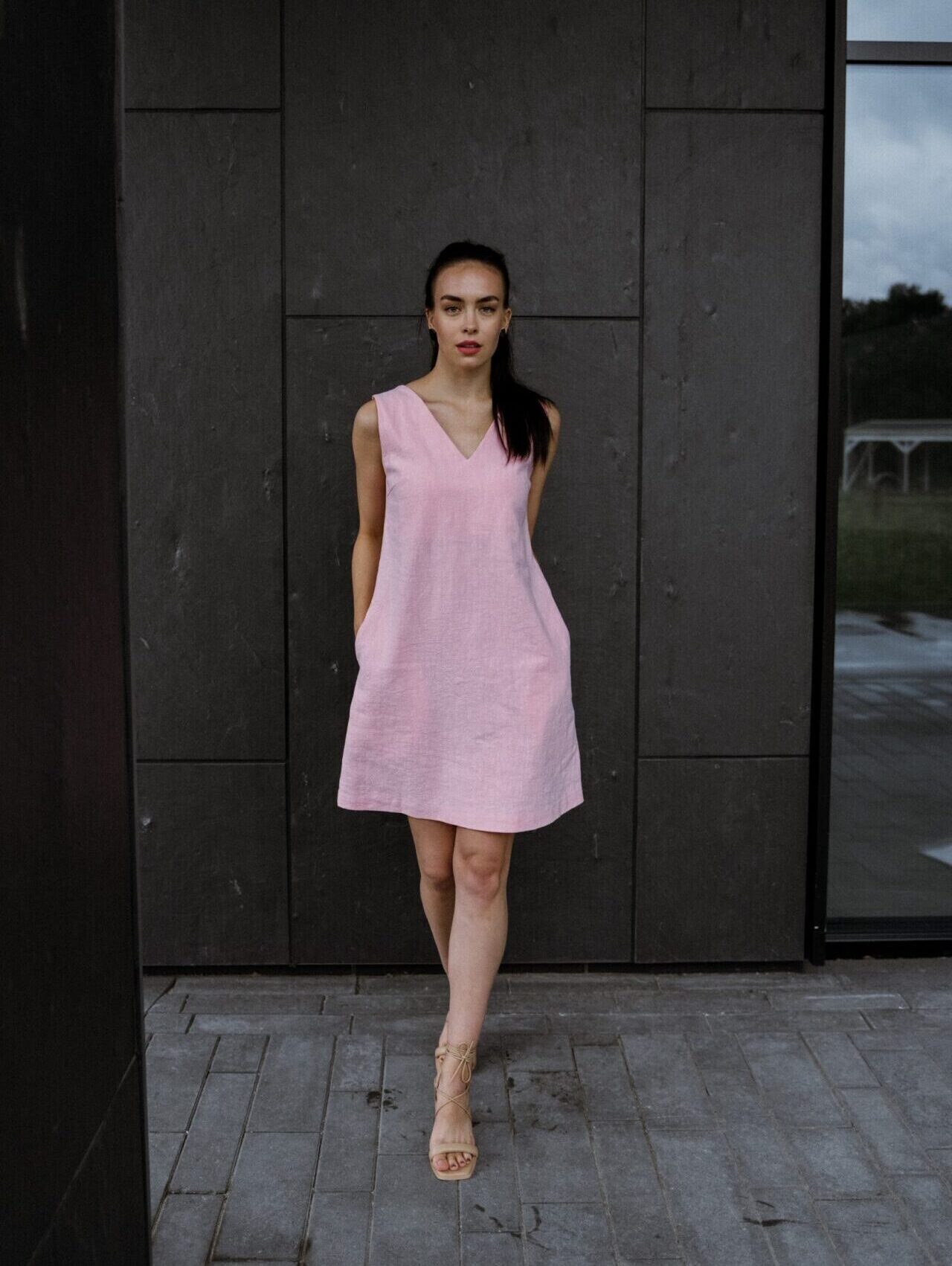 Light pink Ramie linen dress