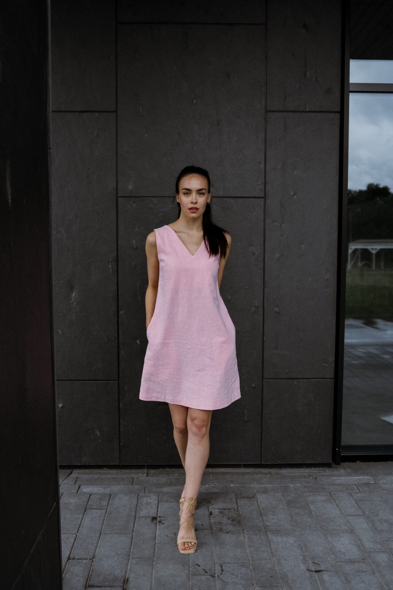 Light pink Ramie linen dress