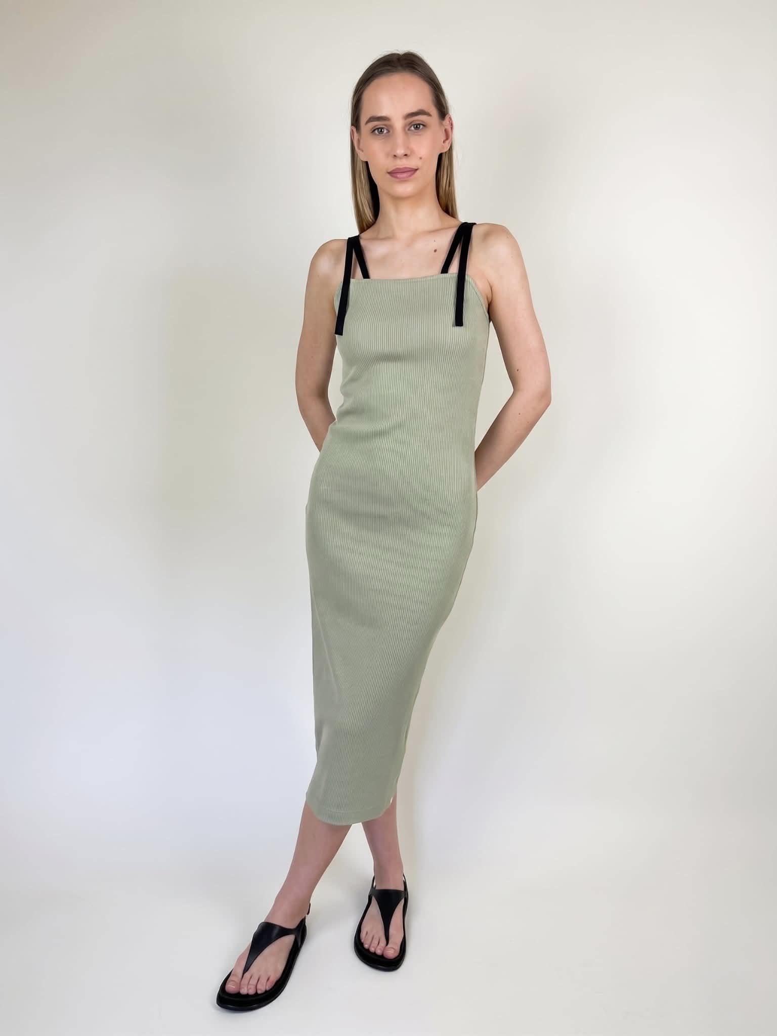 Olive green knitted dress