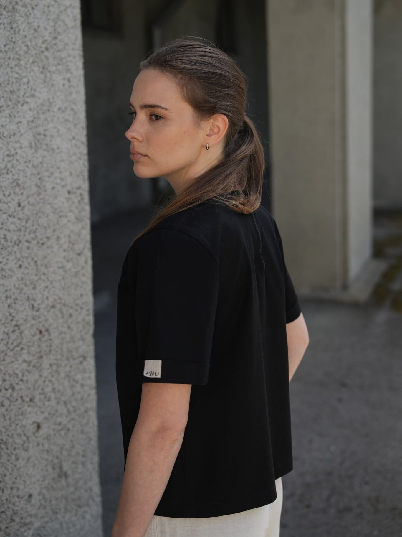 Black pintuck shirt