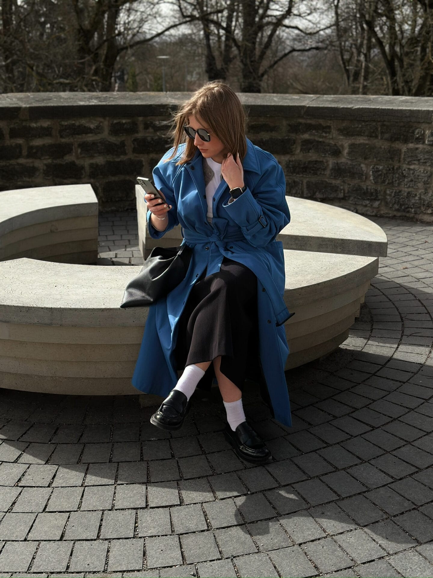 Indigo Softshell trench coat