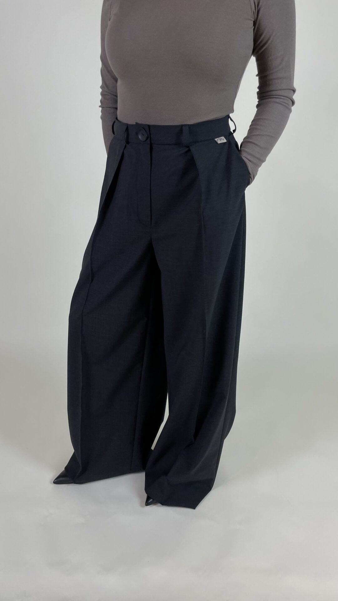 Graphite Wool Palazzo trousers