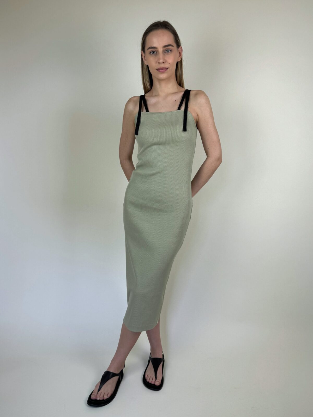 Olive green knitted dress