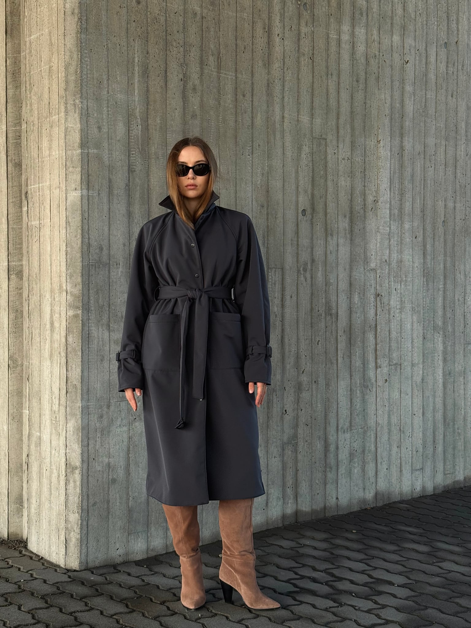 Dark Grey Softshell Trench Coat
